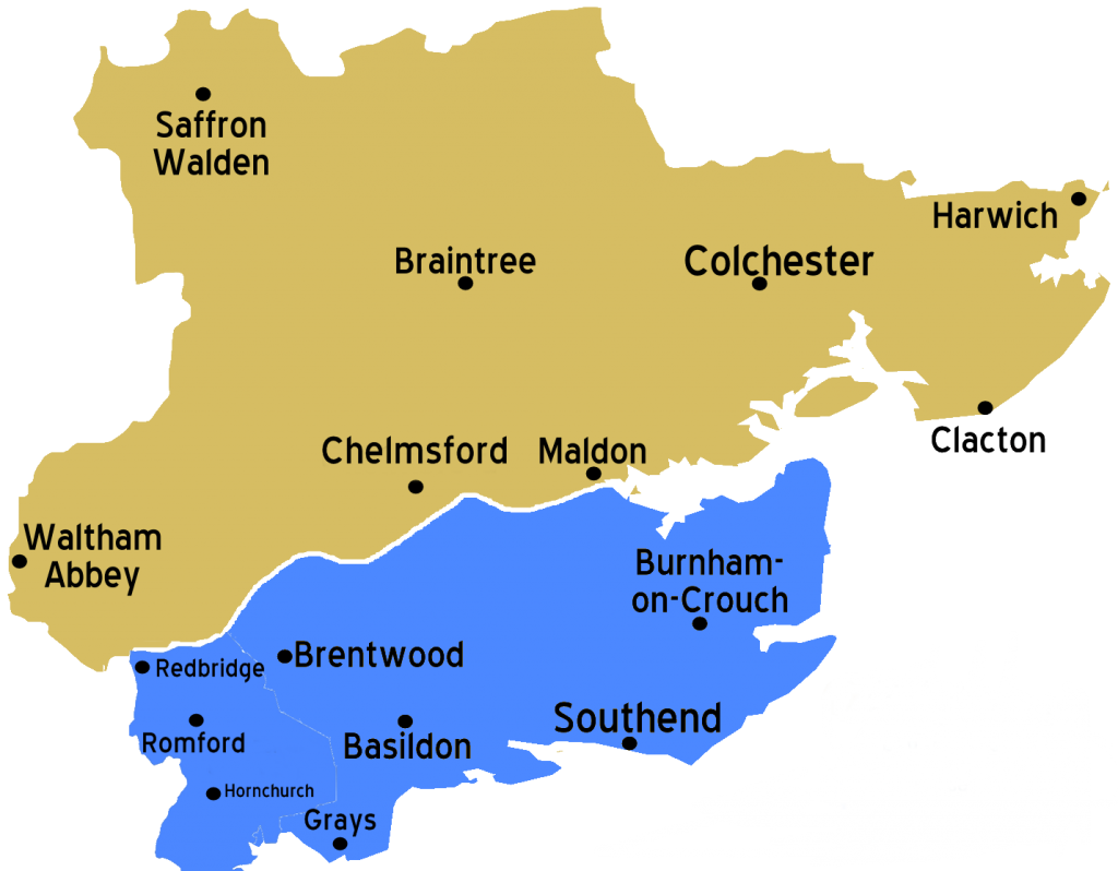 Essex Map With Havering Transparent Background No Telephone Numbers 